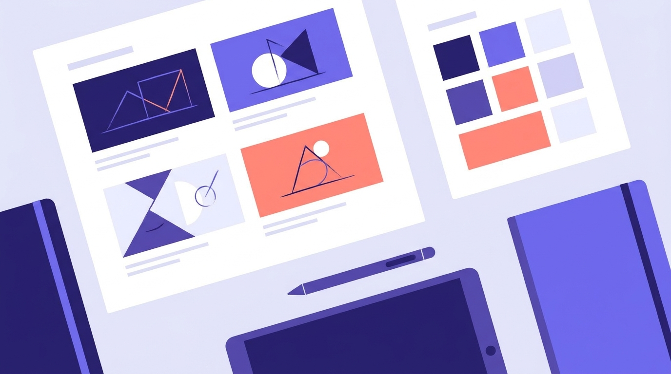 Storyboard frames and a moodboard palette laid out during the pre-production stage of a video production process