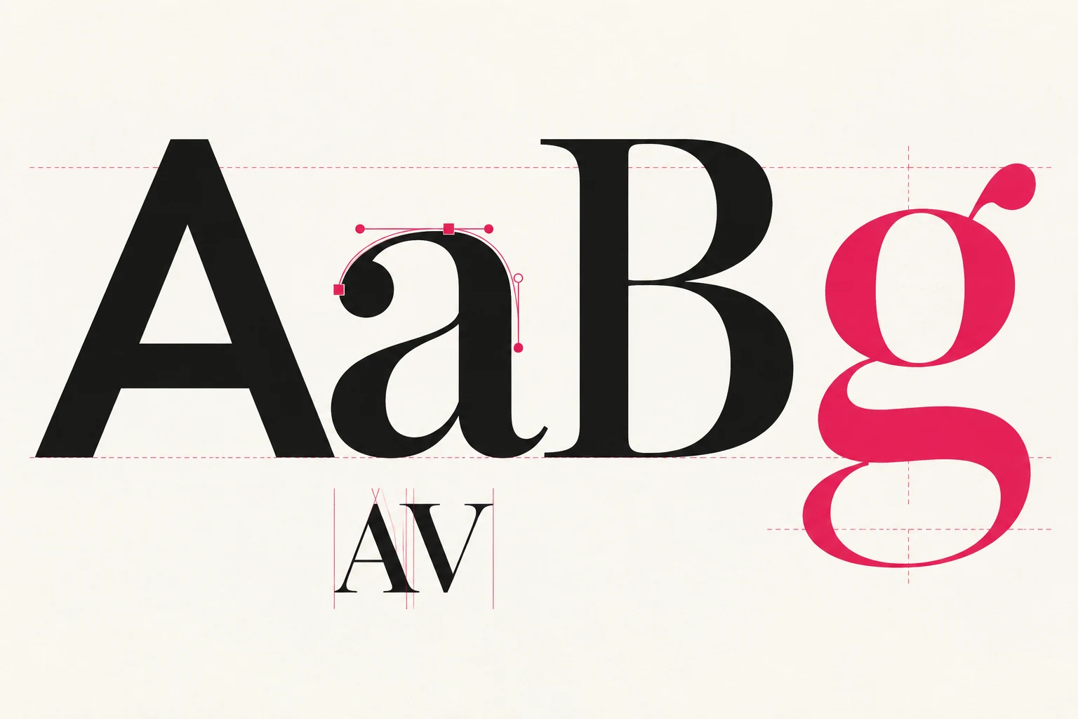 Custom letterforms with vector anchor points and kerning guides
